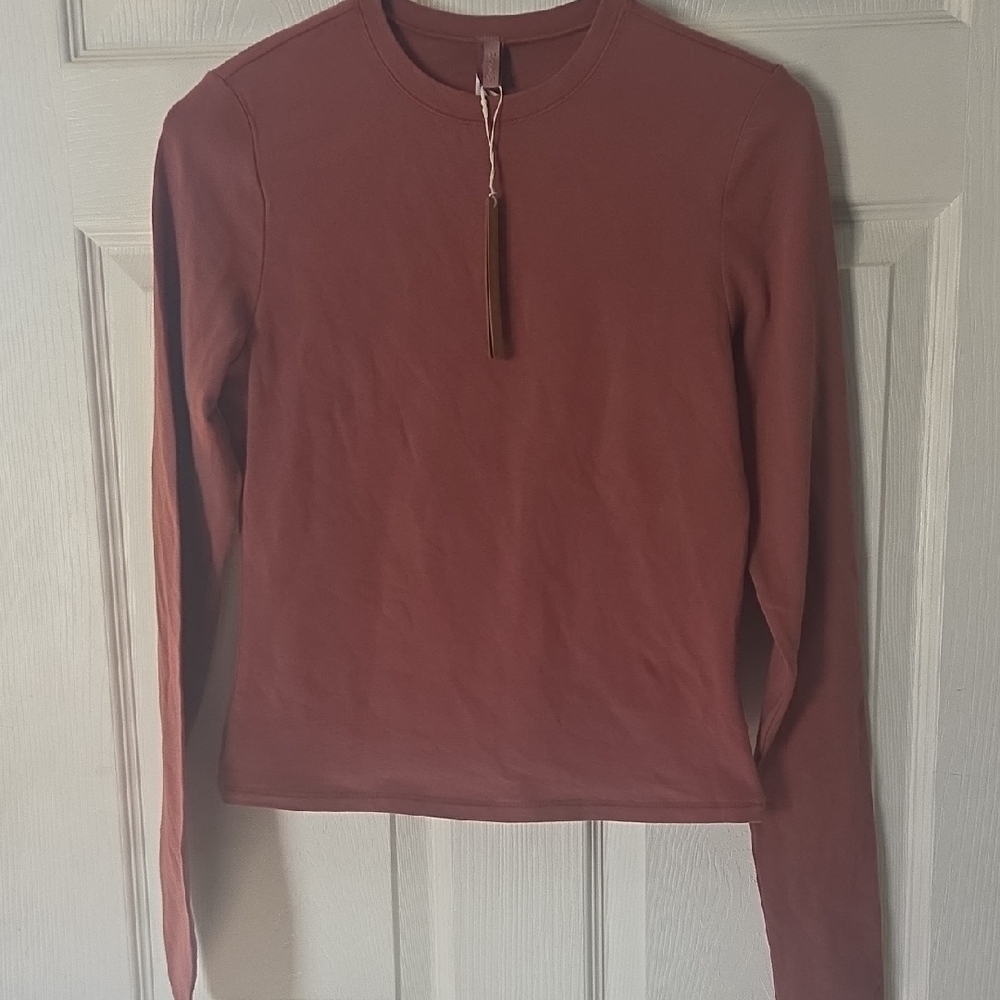 SKIMS Cotton Jersey Long Sleeve, Redwood